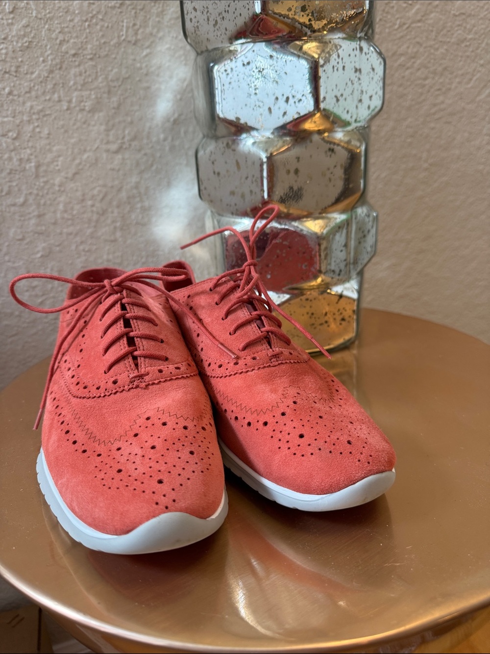 Cole Haan Coral Suede Wingtip Sneakers with White Soles